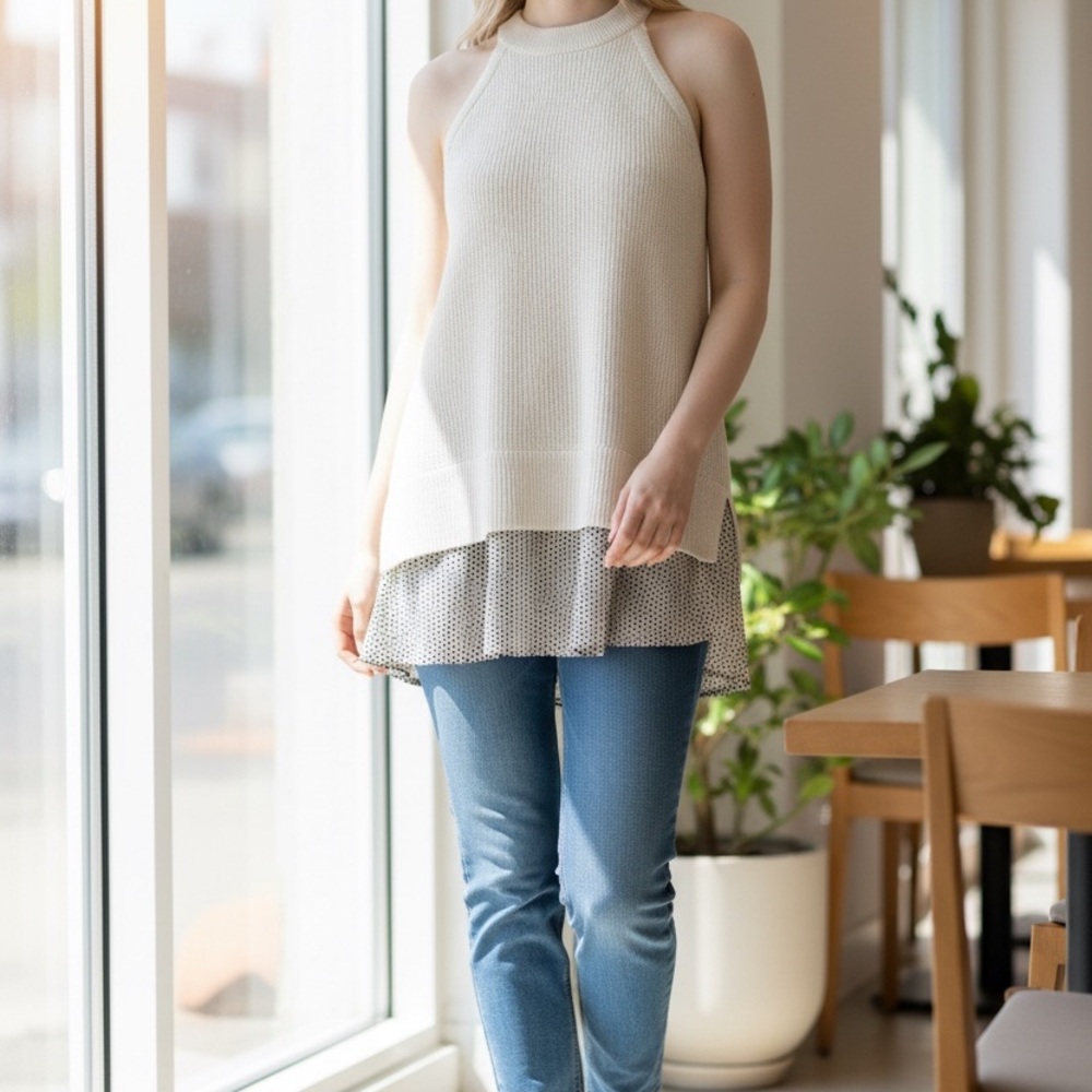 All Saints Cream Knit Sweater